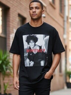 Whitney Houston Black Graphic Short Sleeve Tee